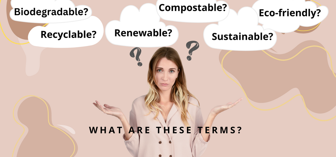 What is the difference between eco-friendly, renewable, sustainable, recyclable, biodegradable, and compostable products?