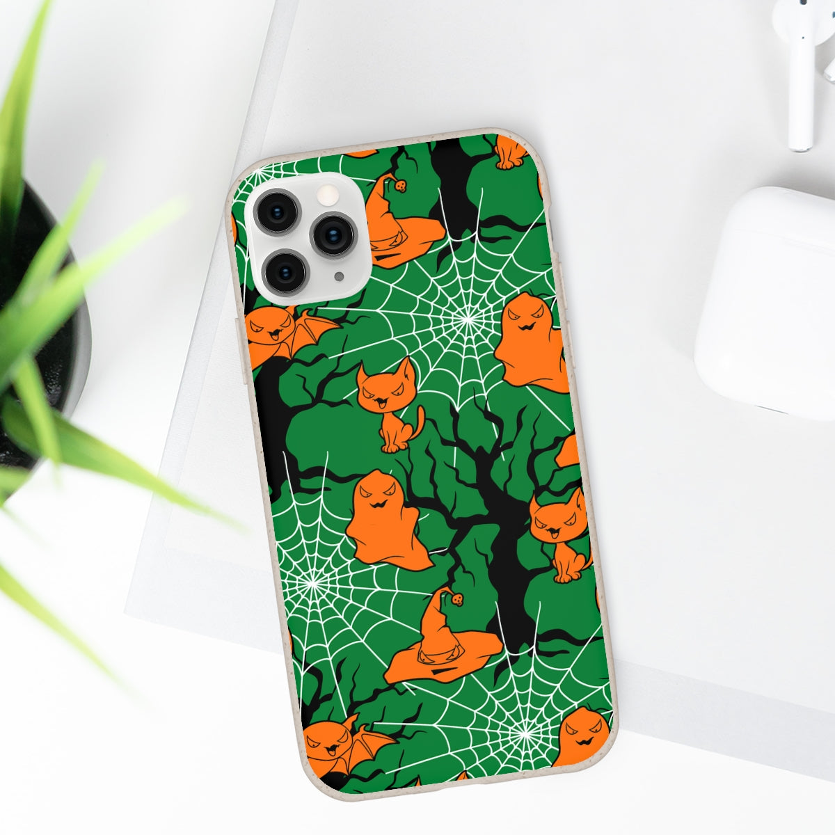 Ghostly Greetings Green | Plant-Based Biodegradable Phone Case